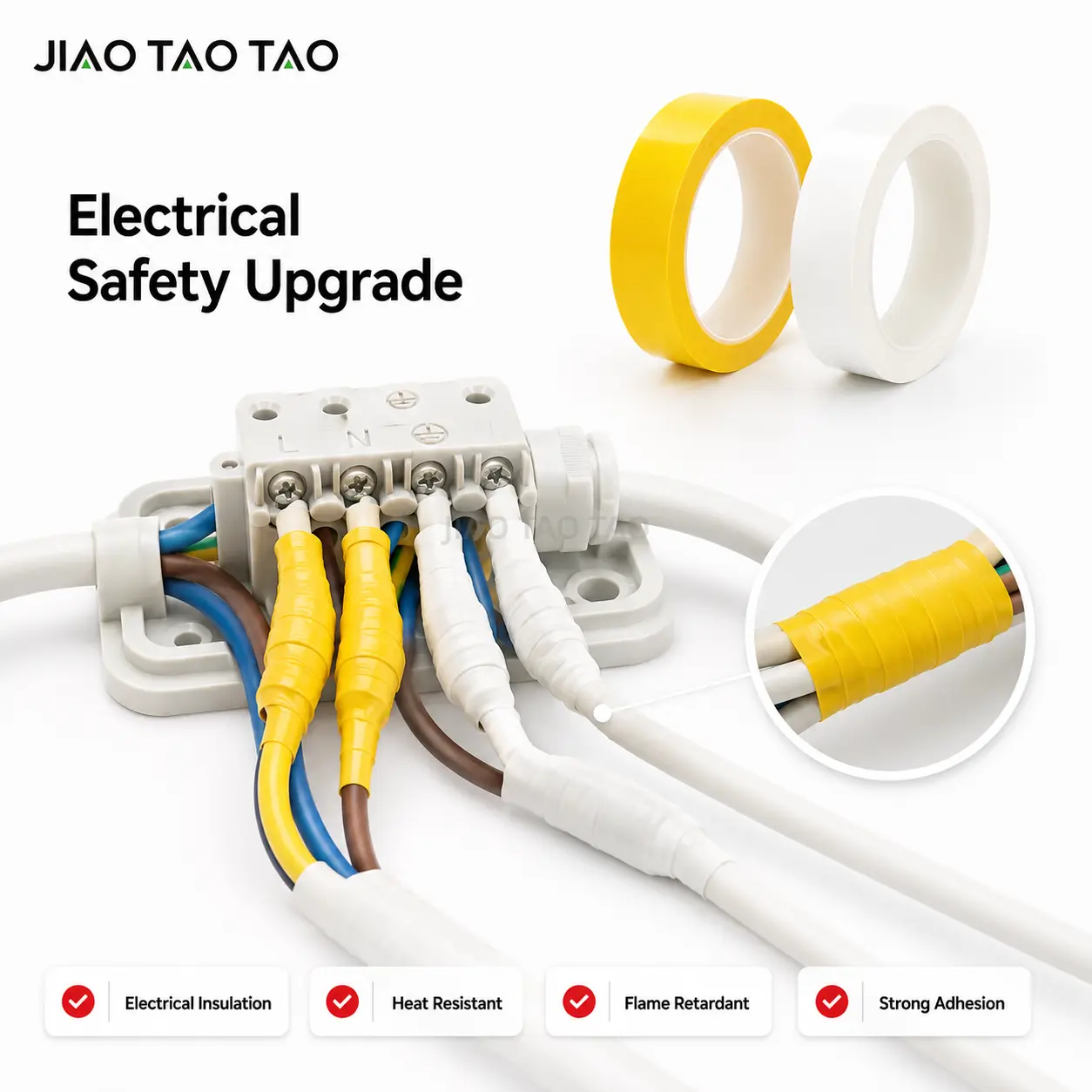 Flame retardant mylar tape detail for electrical use